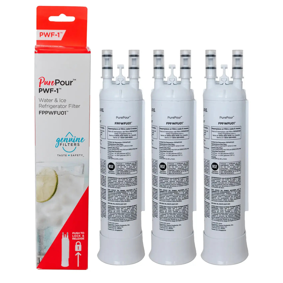 Replacement Refrigerator Water Filter for Frigidaire FPPWFU01 PurePour PWF-1