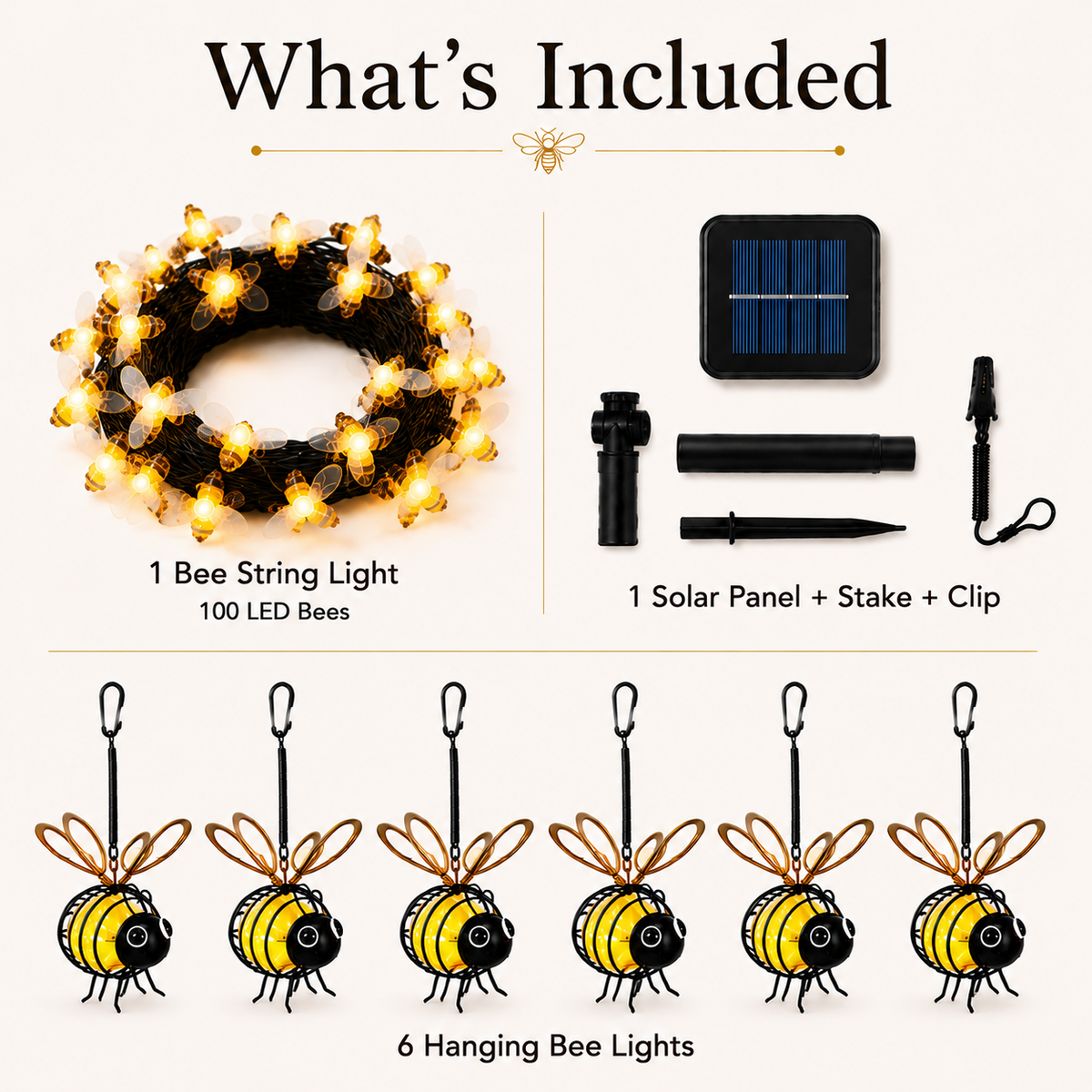 100 LED Bee String Light + Free  Magical Solar Belavi Lights