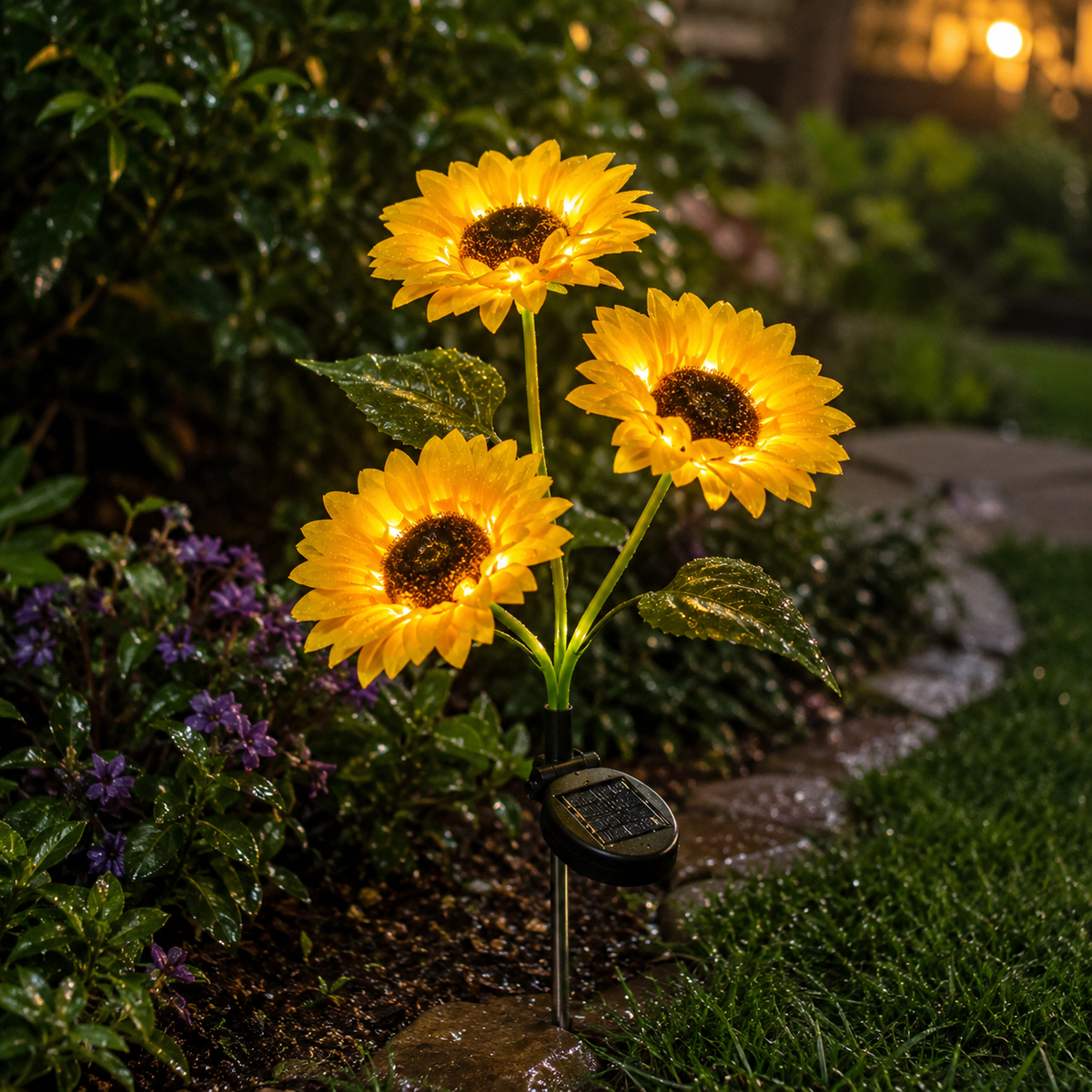 Solar Sunflower Garden Stake Lights for Yard. Path. and Flower Bed Decor