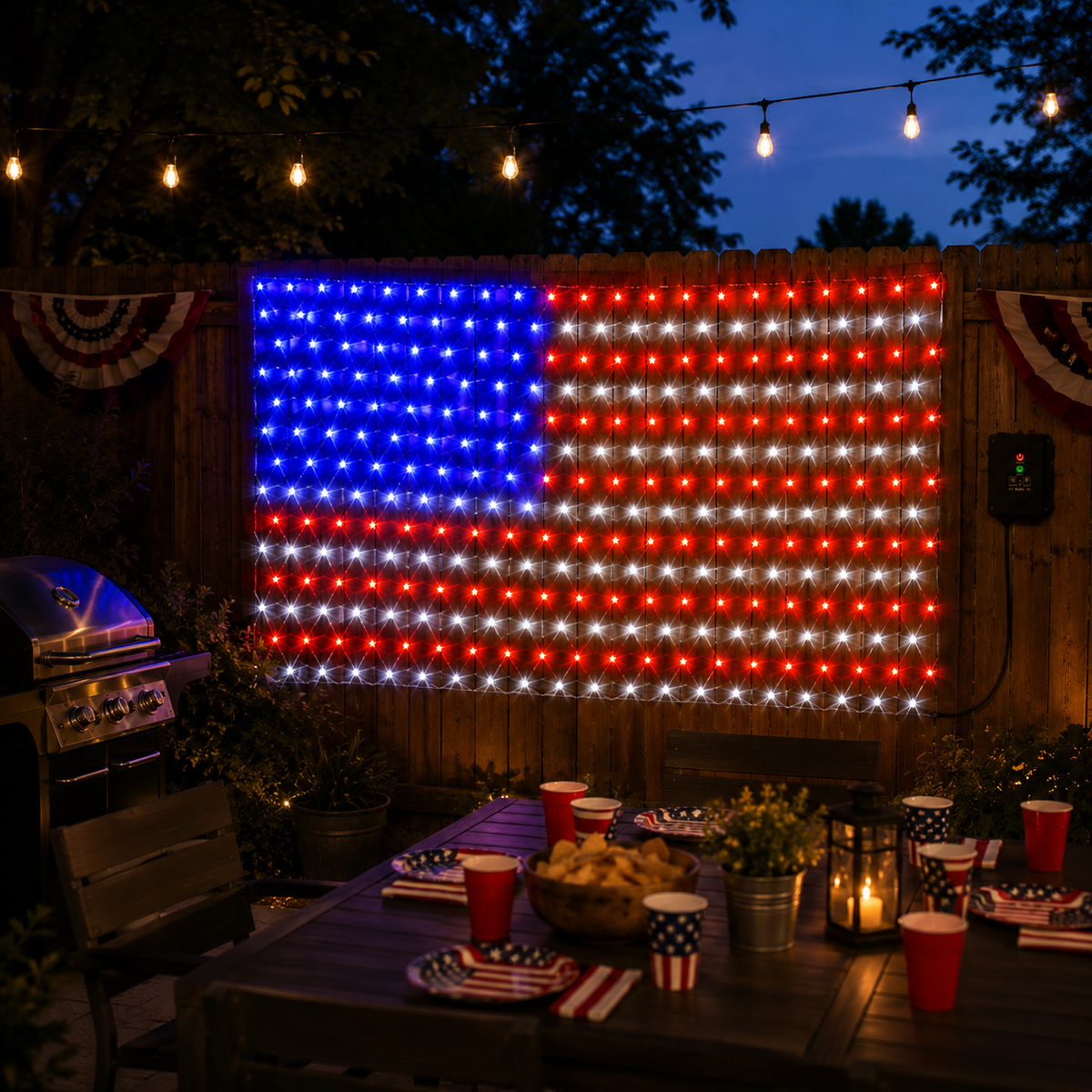 Solar Patriotic Firework Lights for Porch. Patio. Yard. and Garden Decor