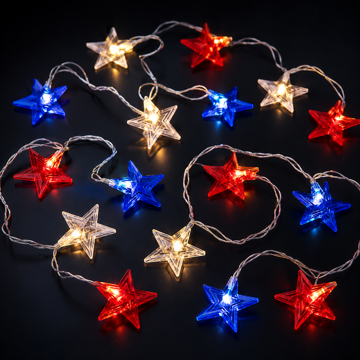 4th of July Star String Lights for Porch. Patio. Garden. and Party Decor
