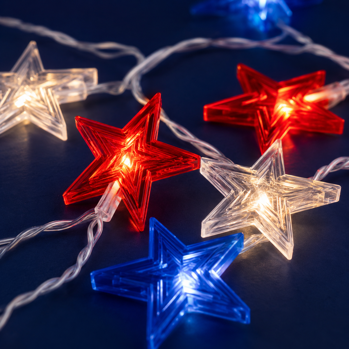 4th of July Star String Lights for Porch. Patio. Garden. and Party Decor