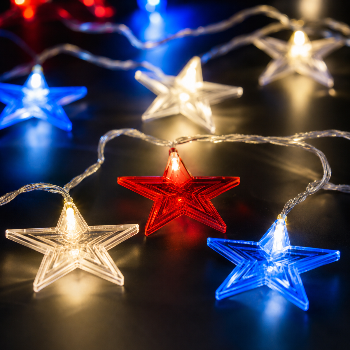 4th of July Star String Lights for Porch. Patio. Garden. and Party Decor