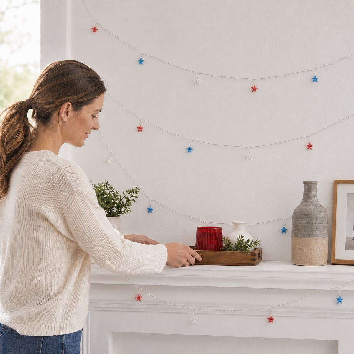 4th of July Star String Lights for Porch. Patio. Garden. and Party Decor