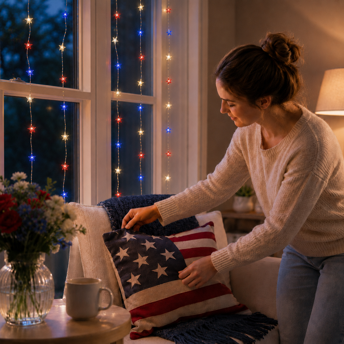 4th of July Star String Lights for Porch. Patio. Garden. and Party Decor
