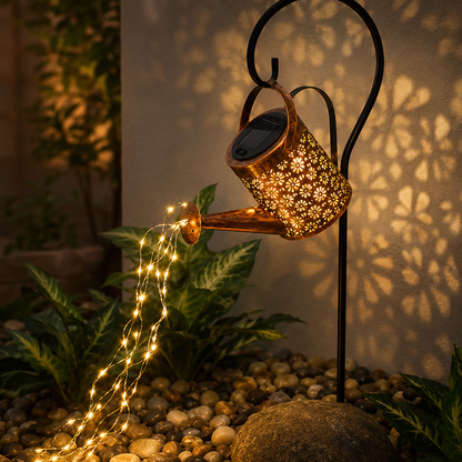 Solar Watering Can Waterfall Light for Flower Beds and Garden Paths