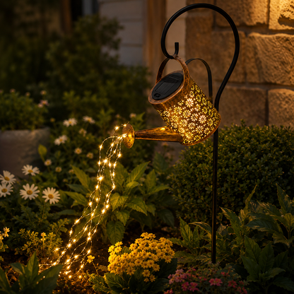 Solar Watering Can Waterfall Light for Flower Beds and Garden Paths