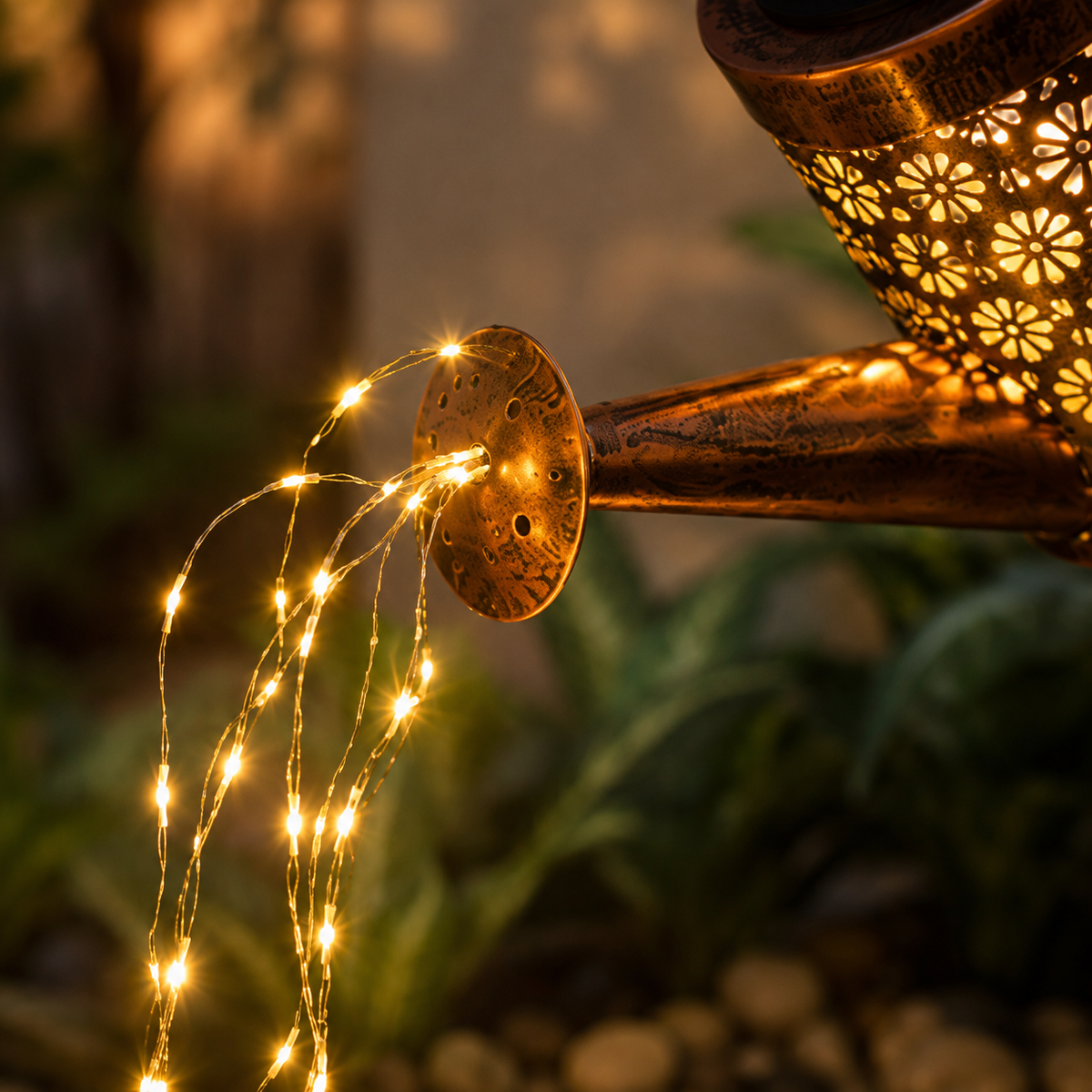 Solar Watering Can Waterfall Light for Flower Beds and Garden Paths
