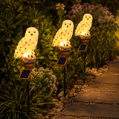 Solar Owl Garden Stake Lights for Flower Beds. Pathways. and Patio Decor