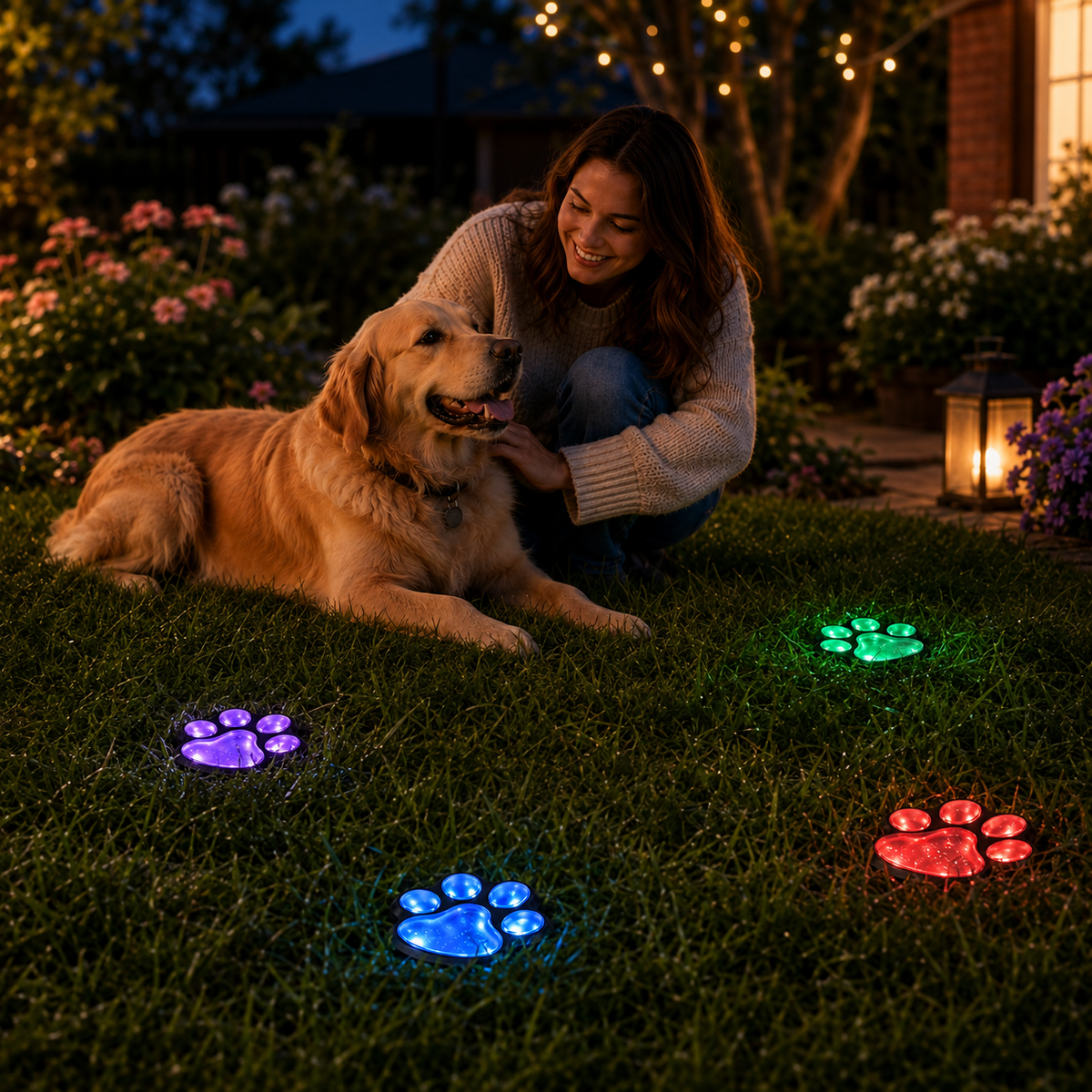 Solar Paw Print Garden Lights 6-Pack for Pathways. Lawns. and Pet Lovers