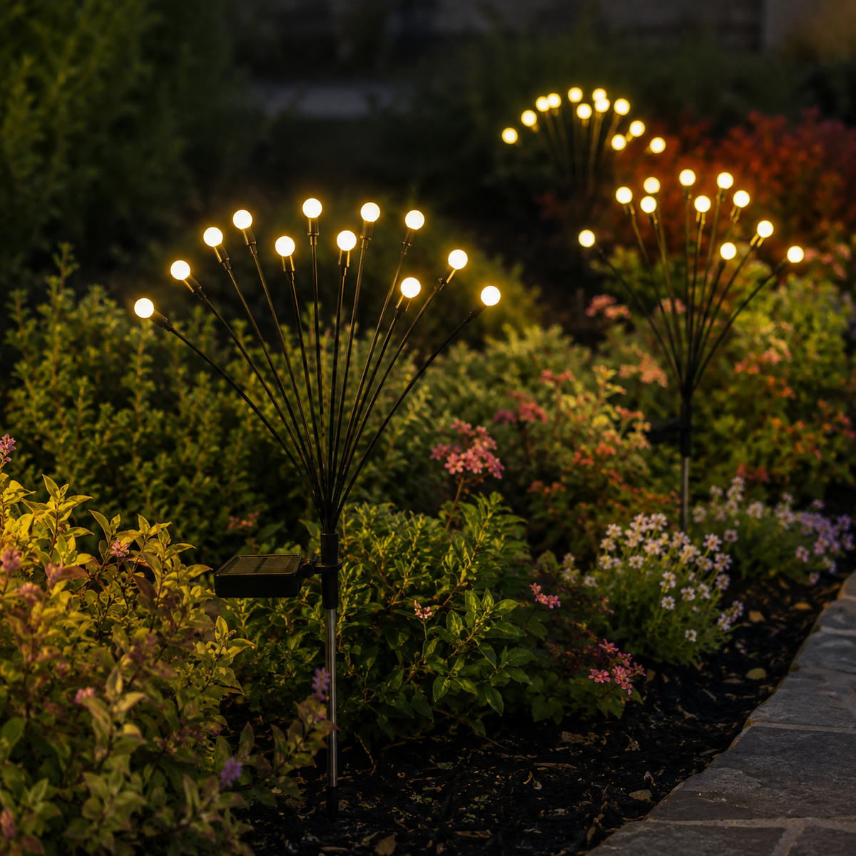 Solar Firefly Garden Lights for Lawn. Pathway. and Patio Glow