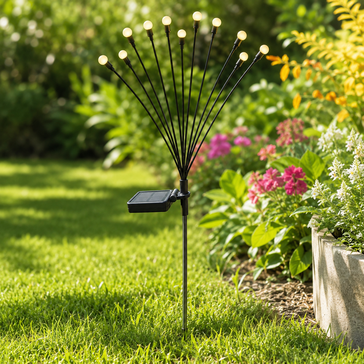 Solar Firefly Garden Lights for Lawn. Pathway. and Patio Glow