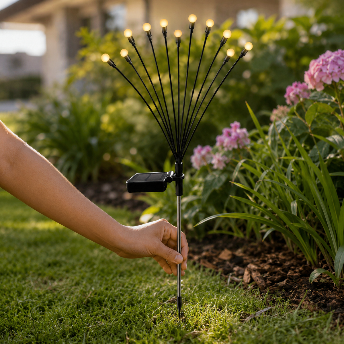 Solar Firefly Garden Lights for Lawn. Pathway. and Patio Glow