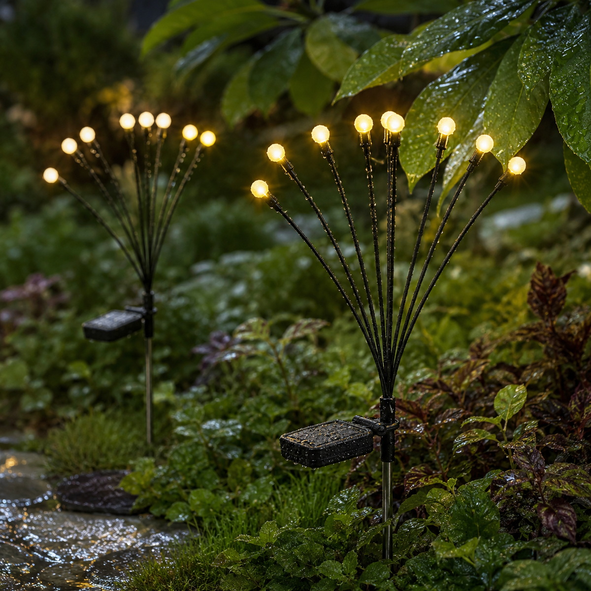 Solar Firefly Garden Lights for Lawn. Pathway. and Patio Glow