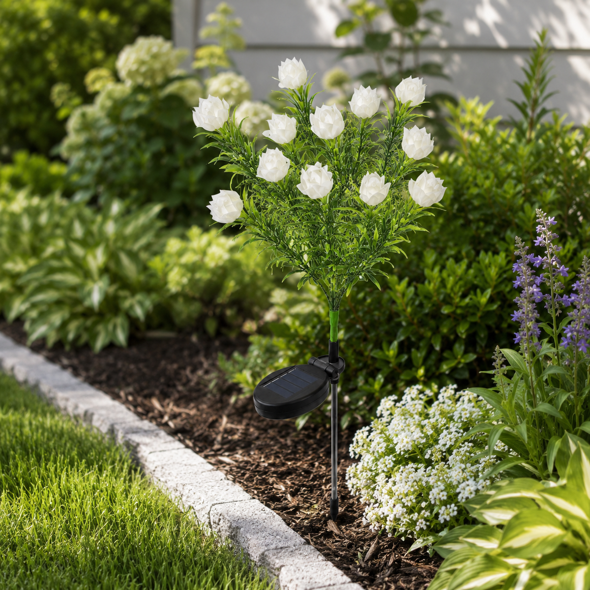 Solar Gardenia Flower Lights for Pathways. Flower Beds. and Patio Decor