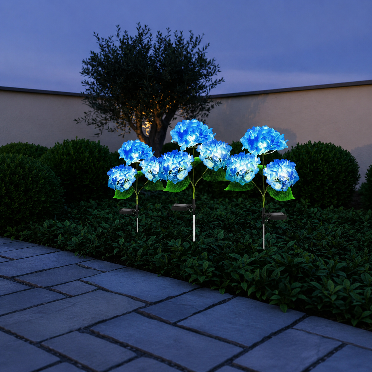 Solar Hydrangea Flower Stake Lights for Garden Paths and Patio Decor