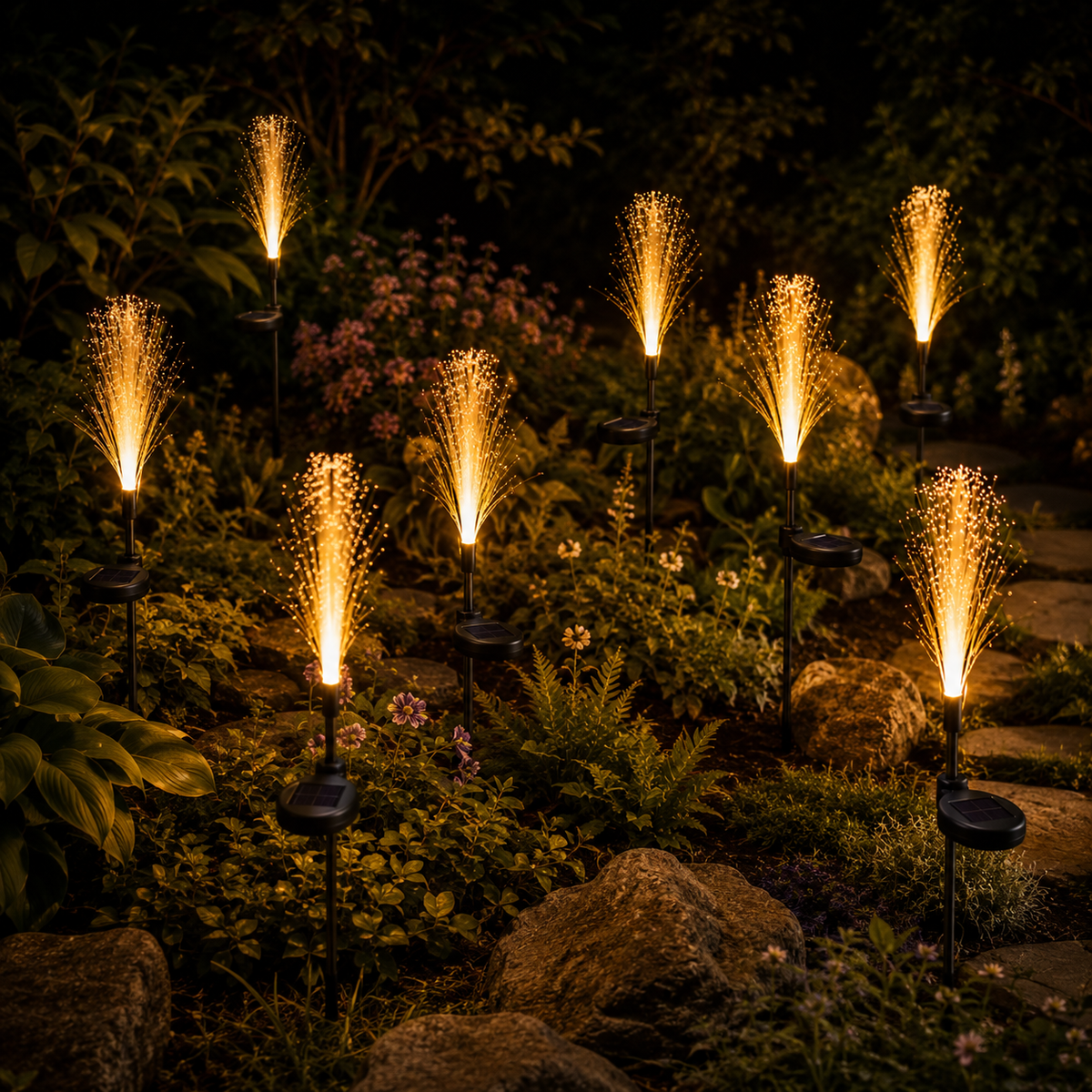 Solar Reed Stake Lights for Garden Paths and Yard Decor