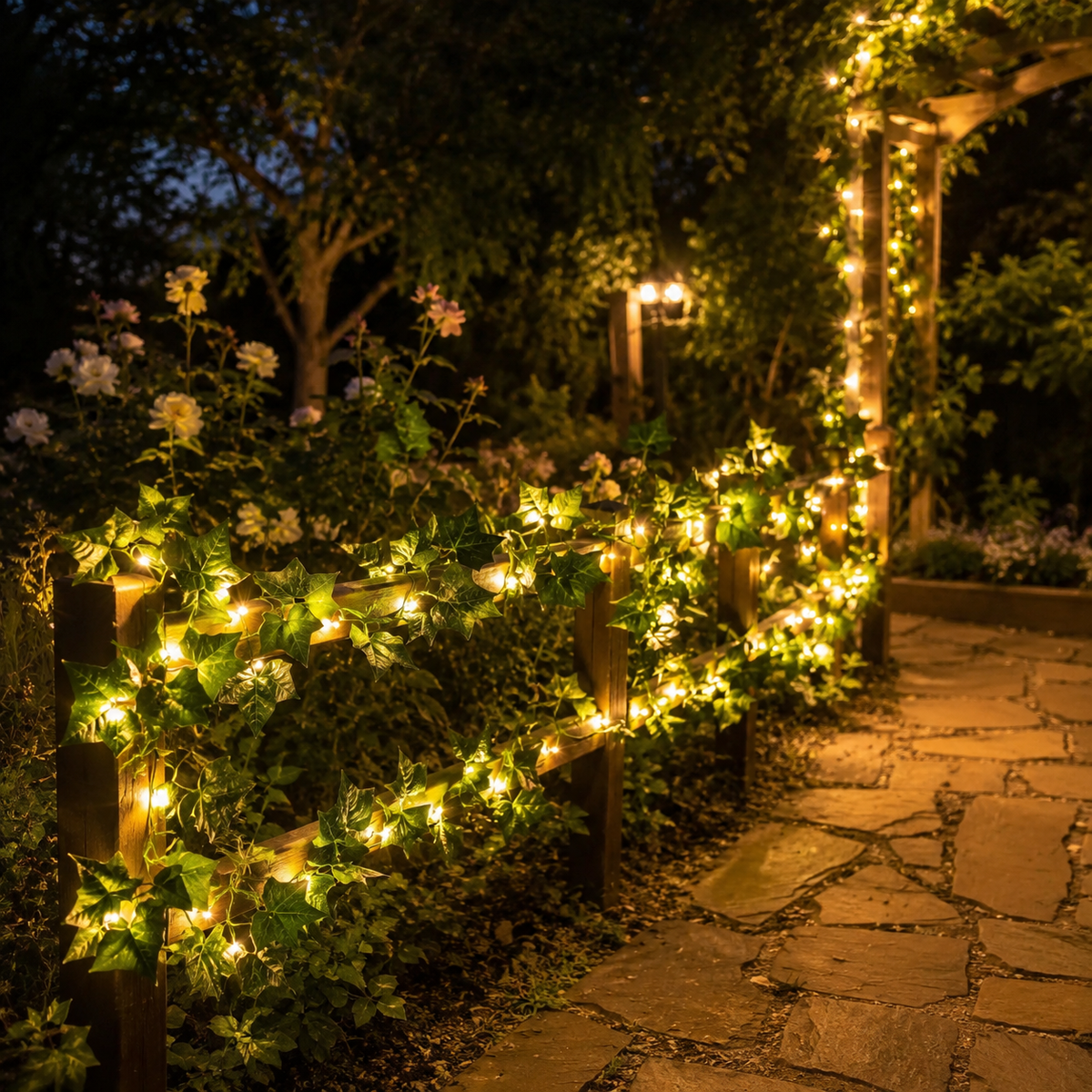 Solar Ivy Vine String Lights 12M 100 LEDs for Garden and Patio Decor
