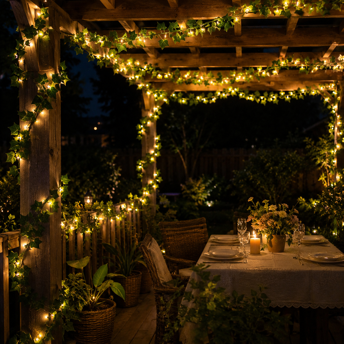 Solar Ivy Vine String Lights 12M 100 LEDs for Garden and Patio Decor