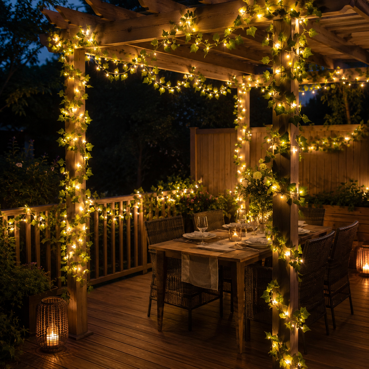 Solar Ivy Vine String Lights 12M 100 LEDs for Garden and Patio Decor