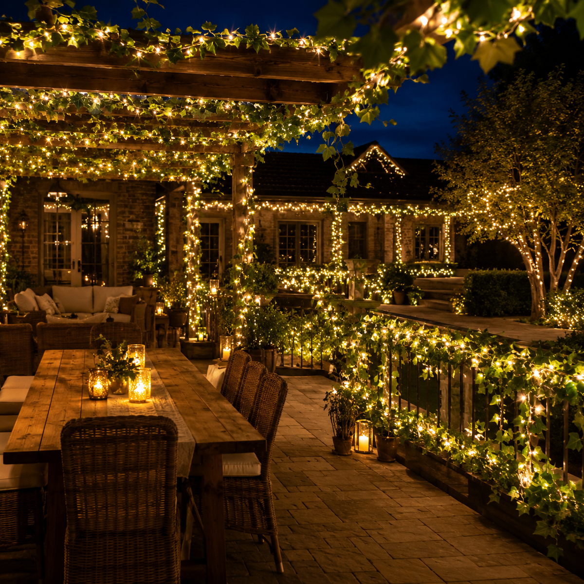 Solar Ivy Vine String Lights 12M 100 LEDs for Garden and Patio Decor