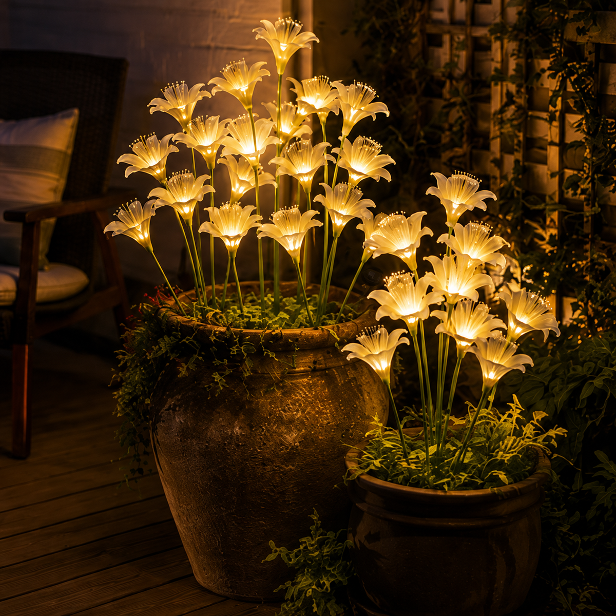 Solar Lily Flower Stake Lights 6-Head for Garden Paths and Patio Decor