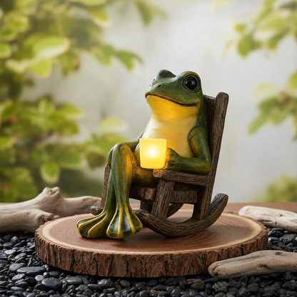 Solar Frog Garden Statue Light for Patio. Porch. and Lawn Decor