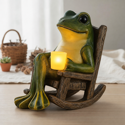 Solar Frog Garden Statue Light for Patio. Porch. and Lawn Decor