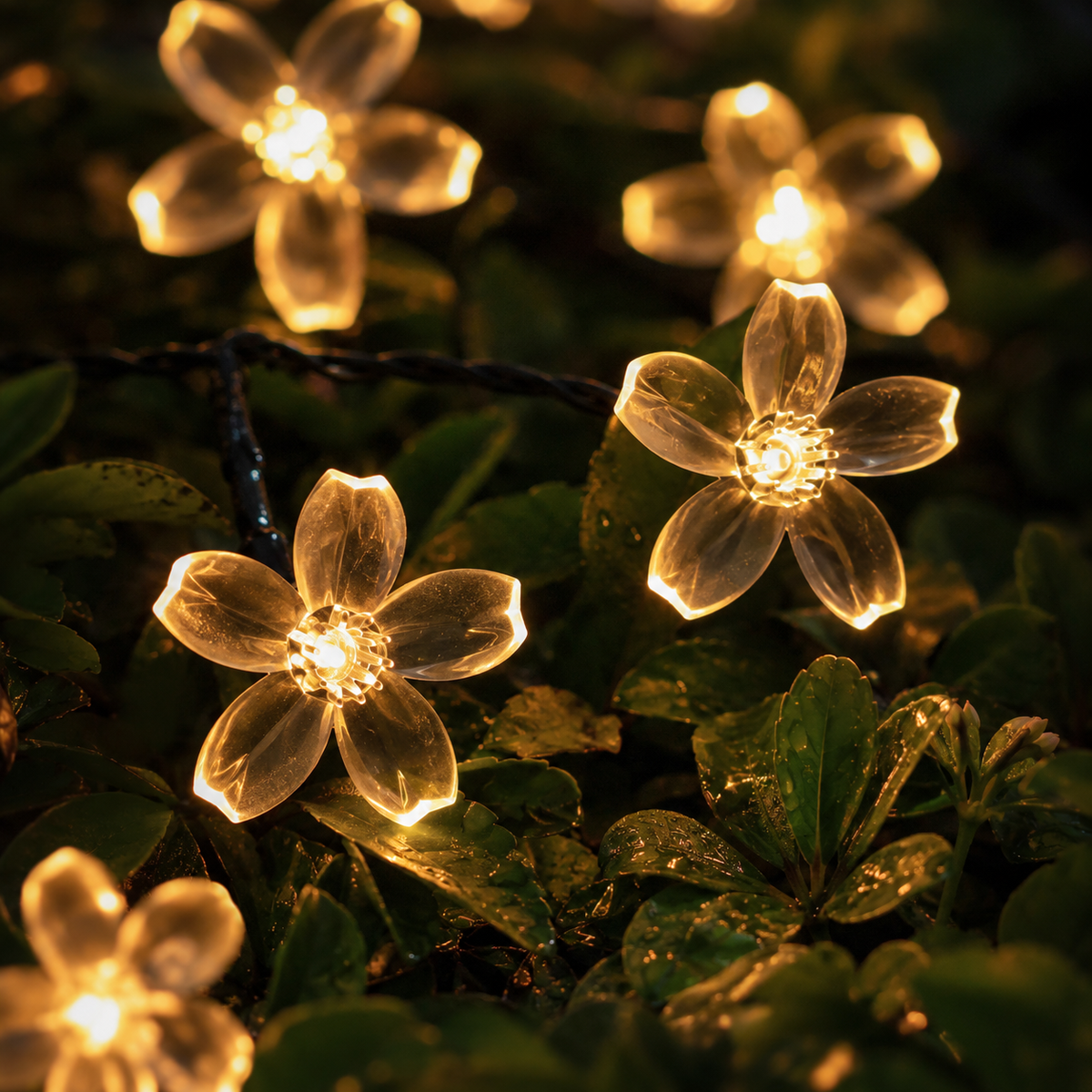 Solar Cherry Blossom String Lights for Garden Paths and Patio Decor