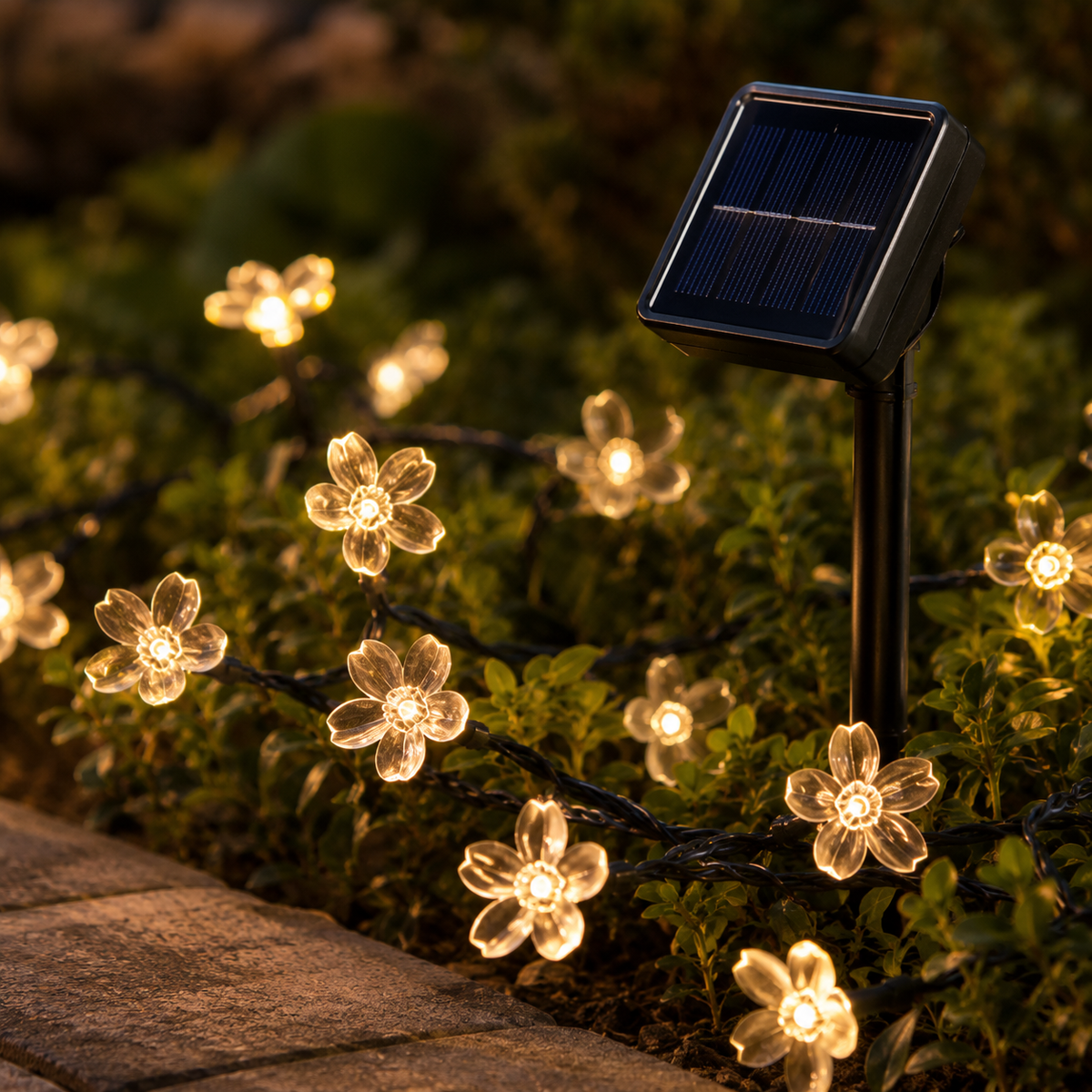Solar Cherry Blossom String Lights for Garden Paths and Patio Decor