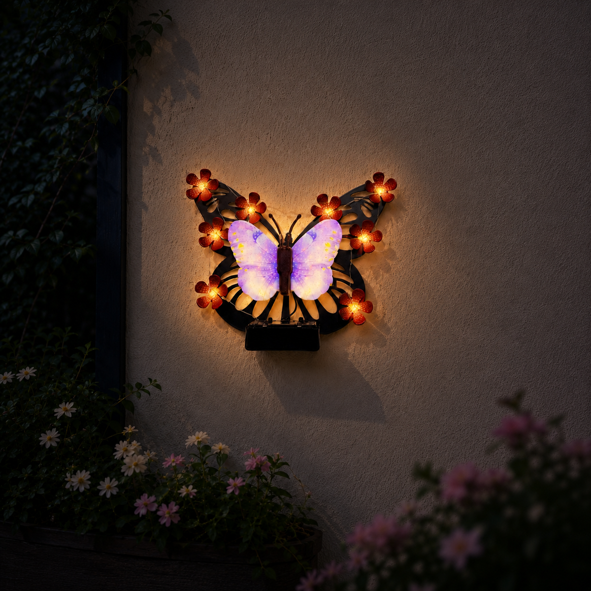 Solar Butterfly Wall Light for Garden Fence. Patio Wall. and Porch Decor