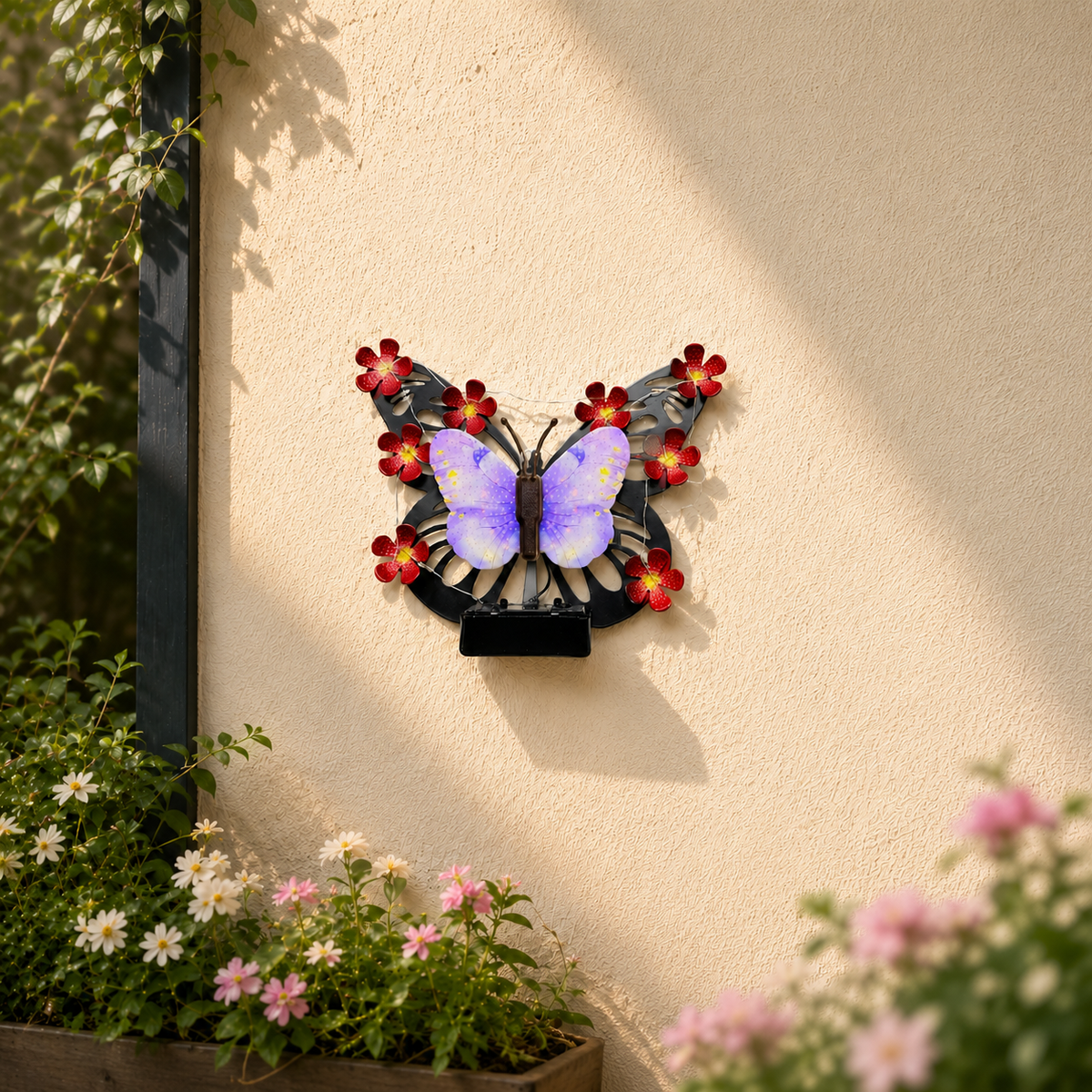 Solar Butterfly Wall Light for Garden Fence. Patio Wall. and Porch Decor