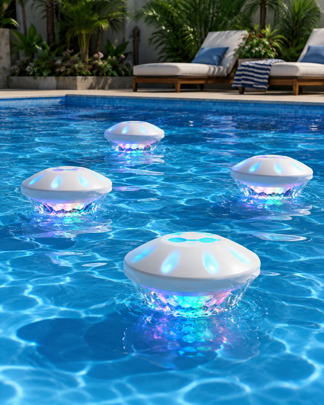 Rechargeable Floating RGB Pool Lights with Remote for Backyard Water Decor