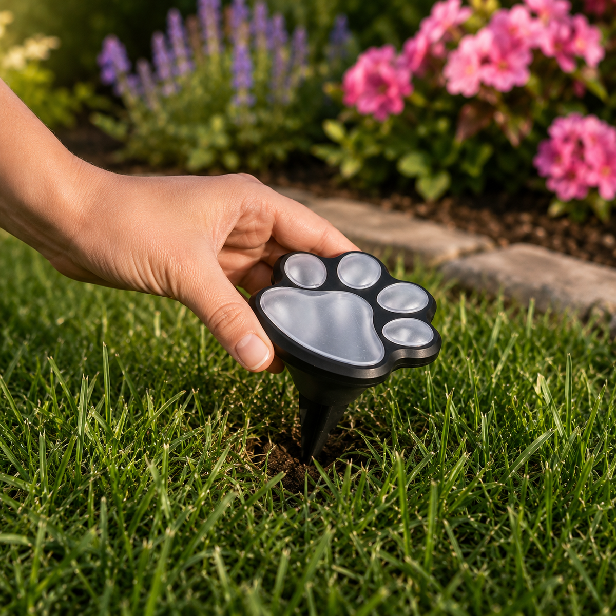 Solar Paw Print Garden Lights 6-Pack for Pathways. Lawns. and Pet Lovers