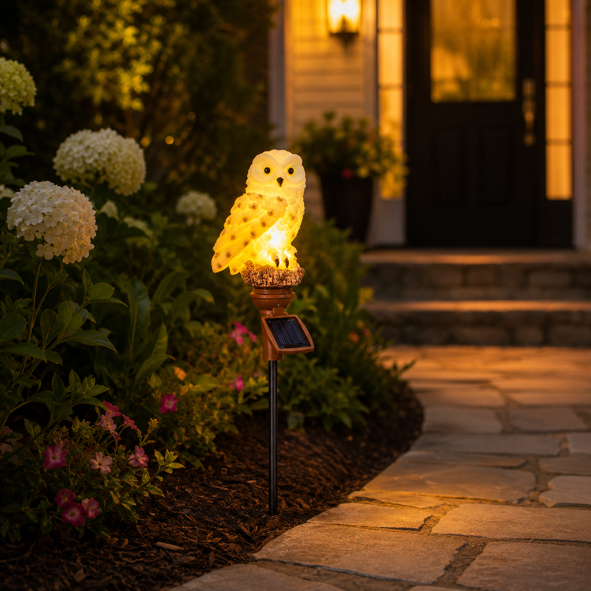 Solar Owl Garden Stake Lights for Flower Beds. Pathways. and Patio Decor