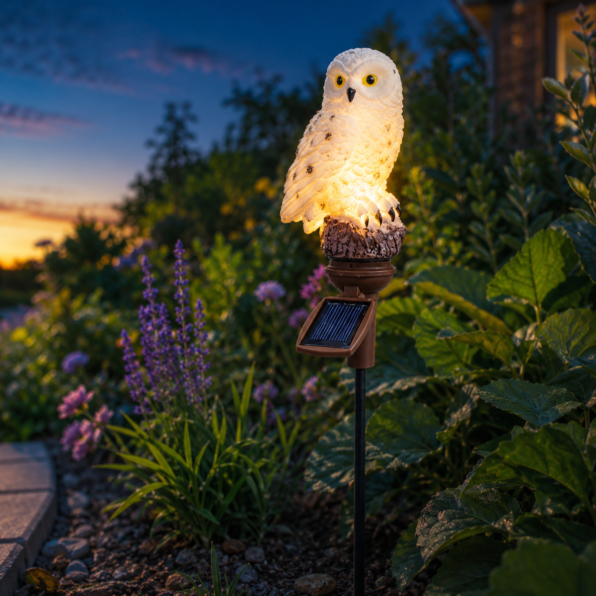 Solar Owl Garden Stake Lights for Flower Beds. Pathways. and Patio Decor