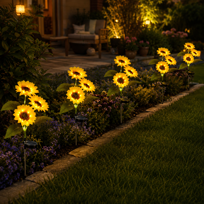 Solar Sunflower Garden Stake Lights for Yard. Path. and Flower Bed Decor