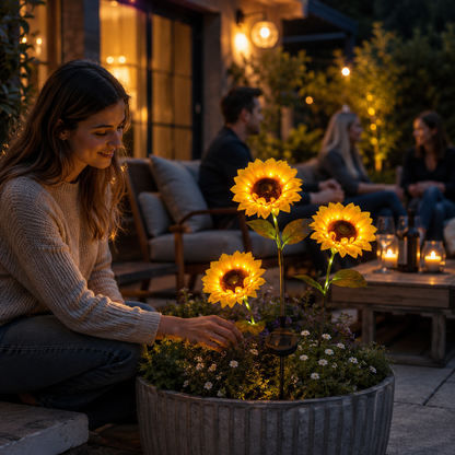 Solar Sunflower Garden Stake Lights for Yard. Path. and Flower Bed Decor