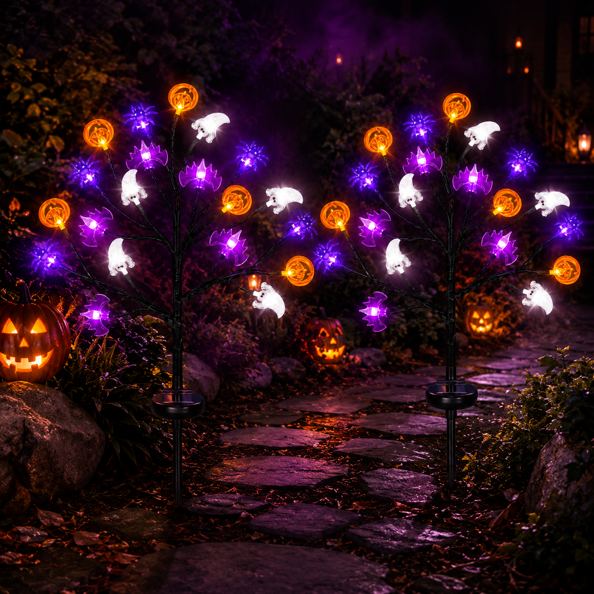 Halloween Solar Branch Stake Lights for Garden Paths and Yard Decor