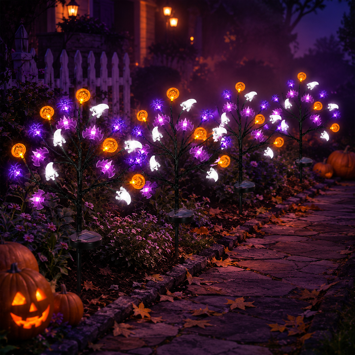 Halloween Solar Branch Stake Lights for Garden Paths and Yard Decor