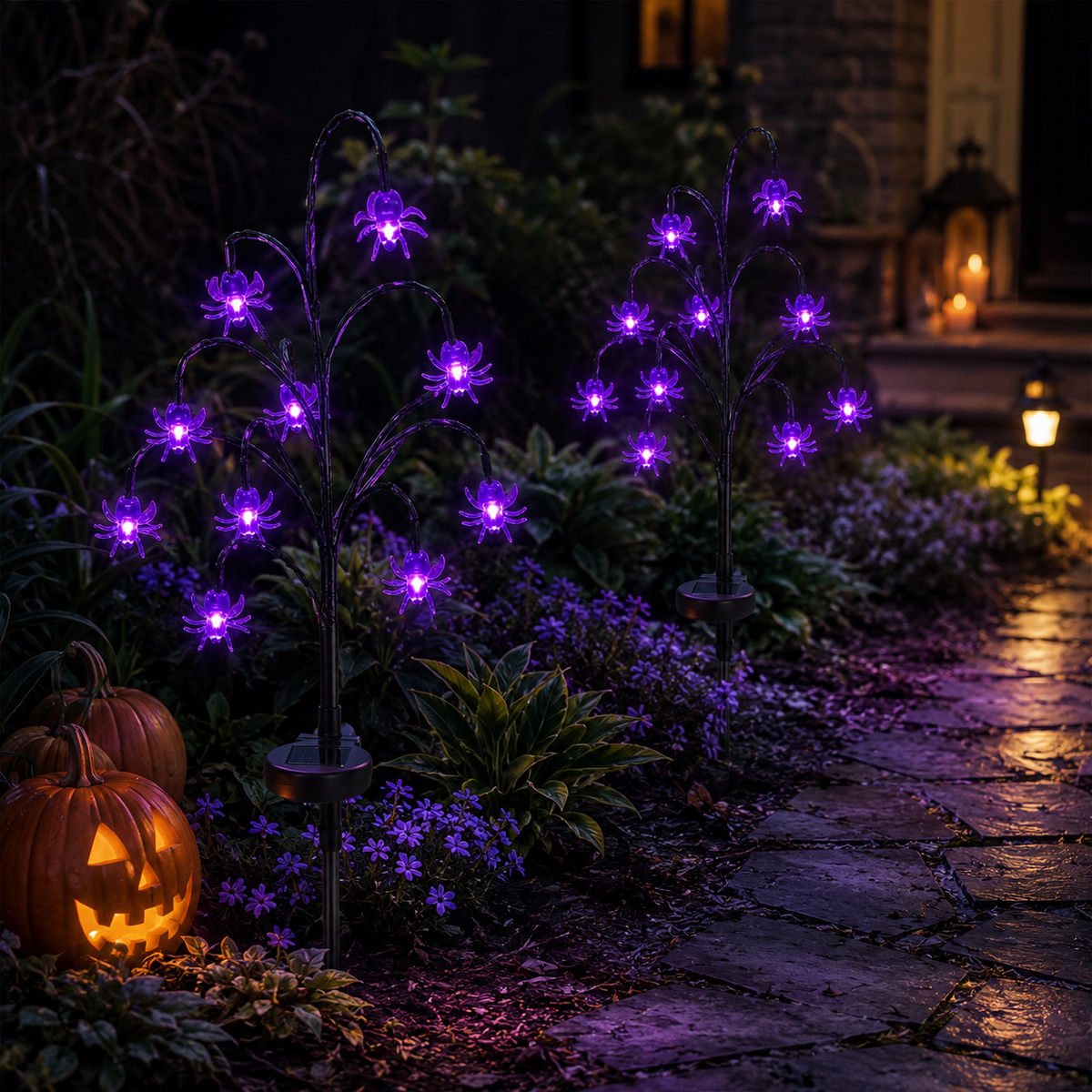 Halloween Solar Branch Stake Lights for Garden Paths and Yard Decor