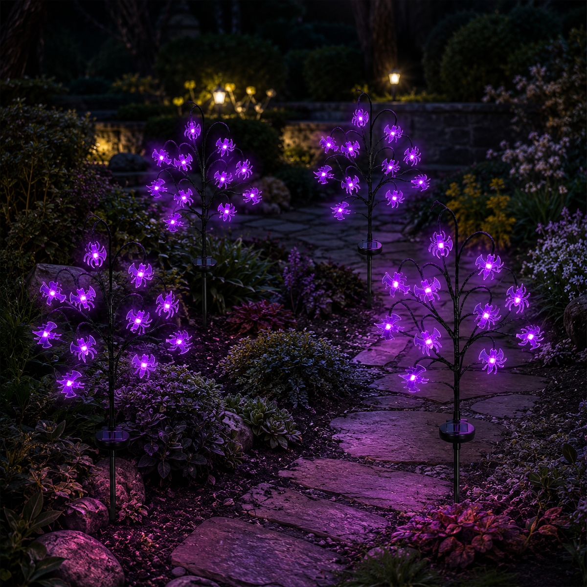Halloween Solar Branch Stake Lights for Garden Paths and Yard Decor