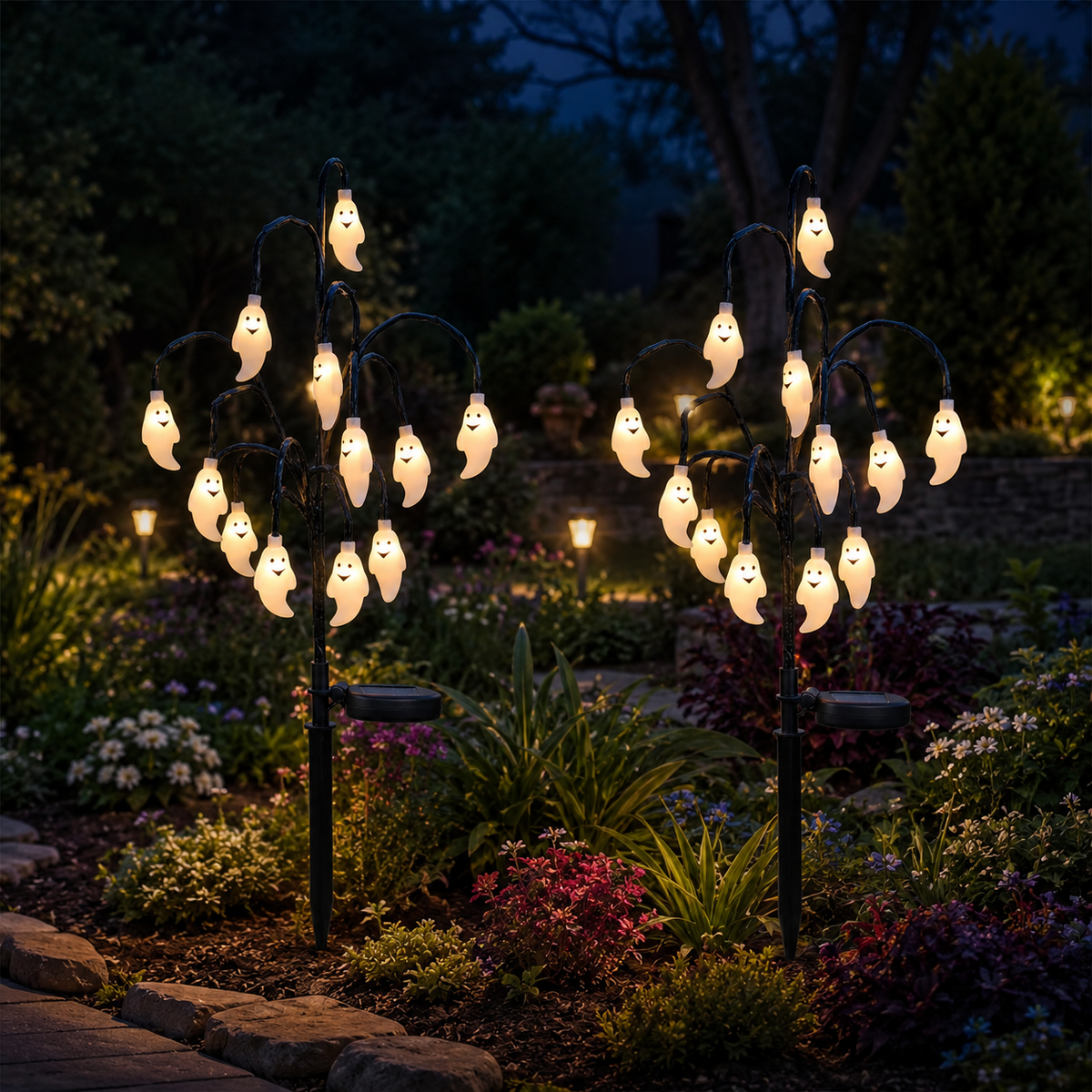 Halloween Solar Branch Stake Lights for Garden Paths and Yard Decor