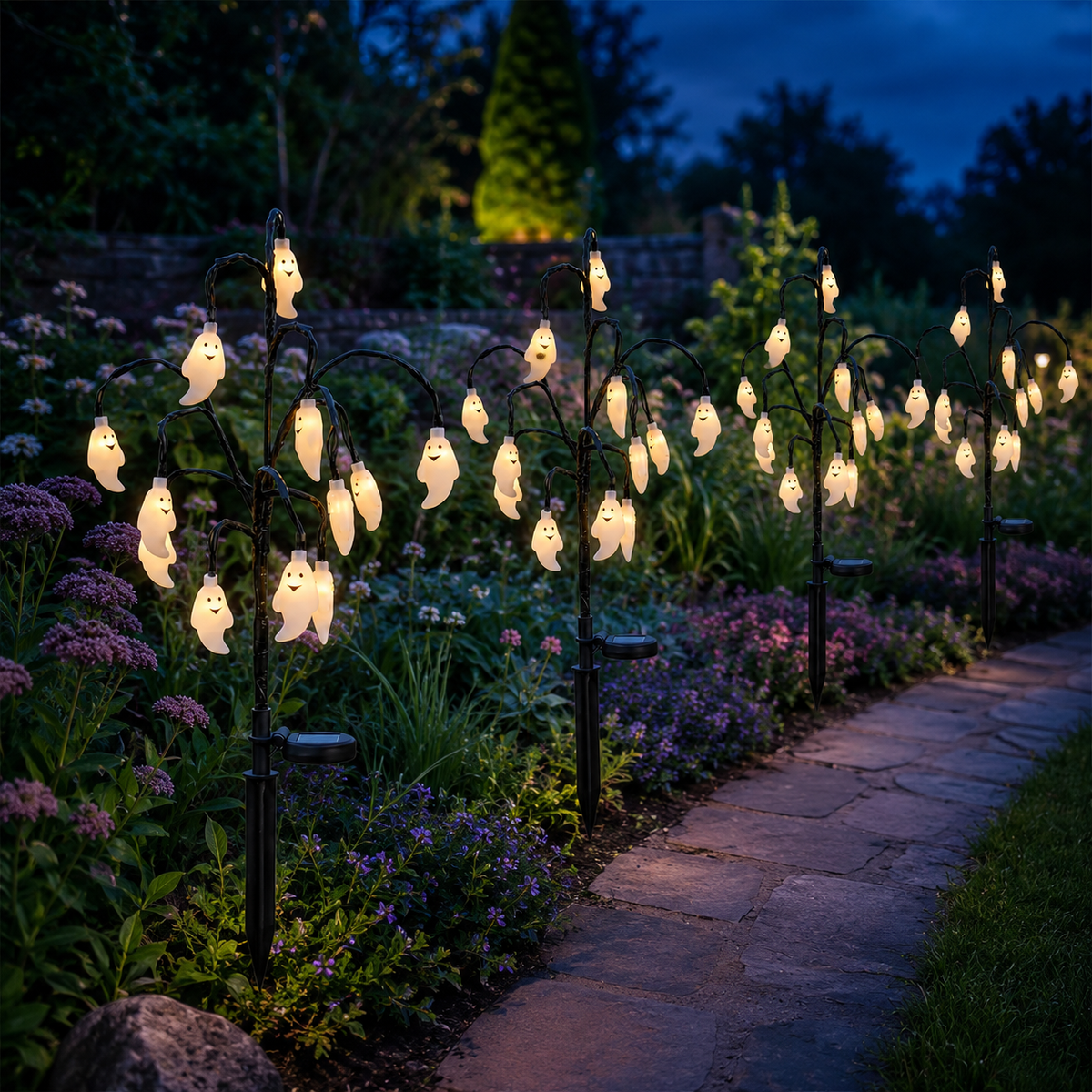 Halloween Solar Branch Stake Lights for Garden Paths and Yard Decor