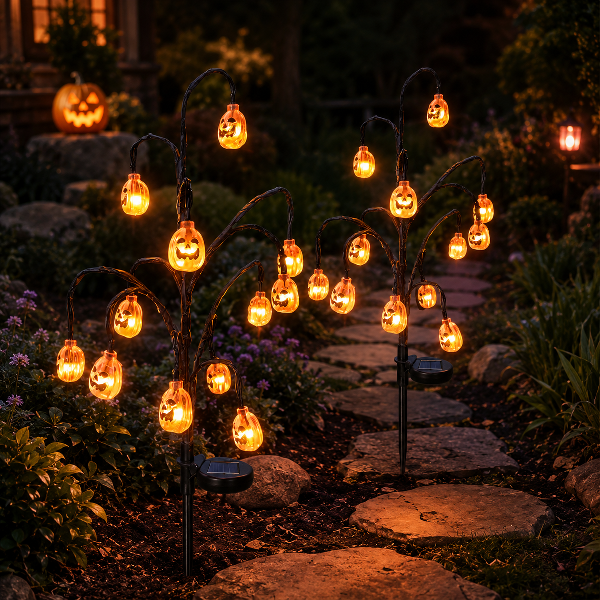 Halloween Solar Branch Stake Lights for Garden Paths and Yard Decor