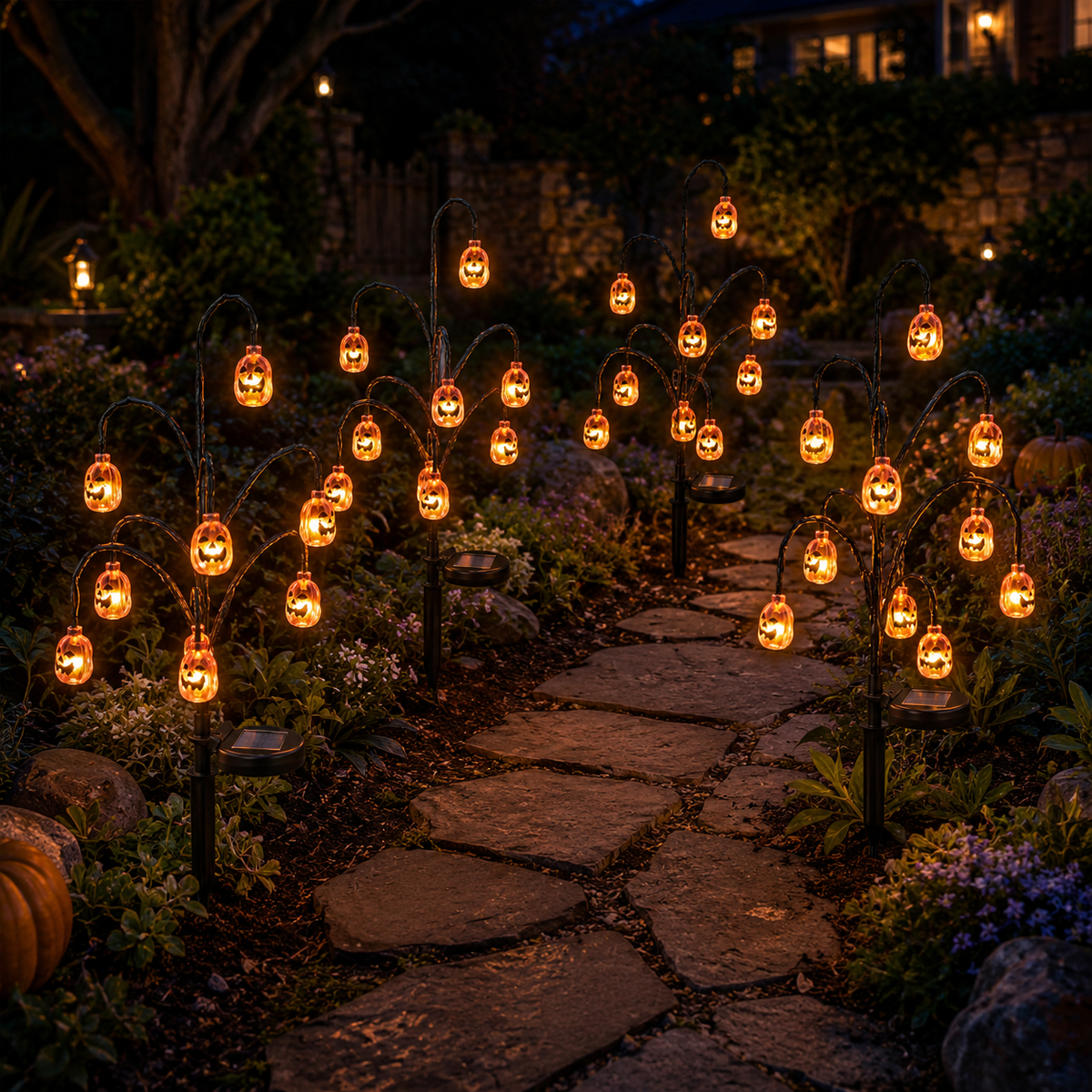 Halloween Solar Branch Stake Lights for Garden Paths and Yard Decor