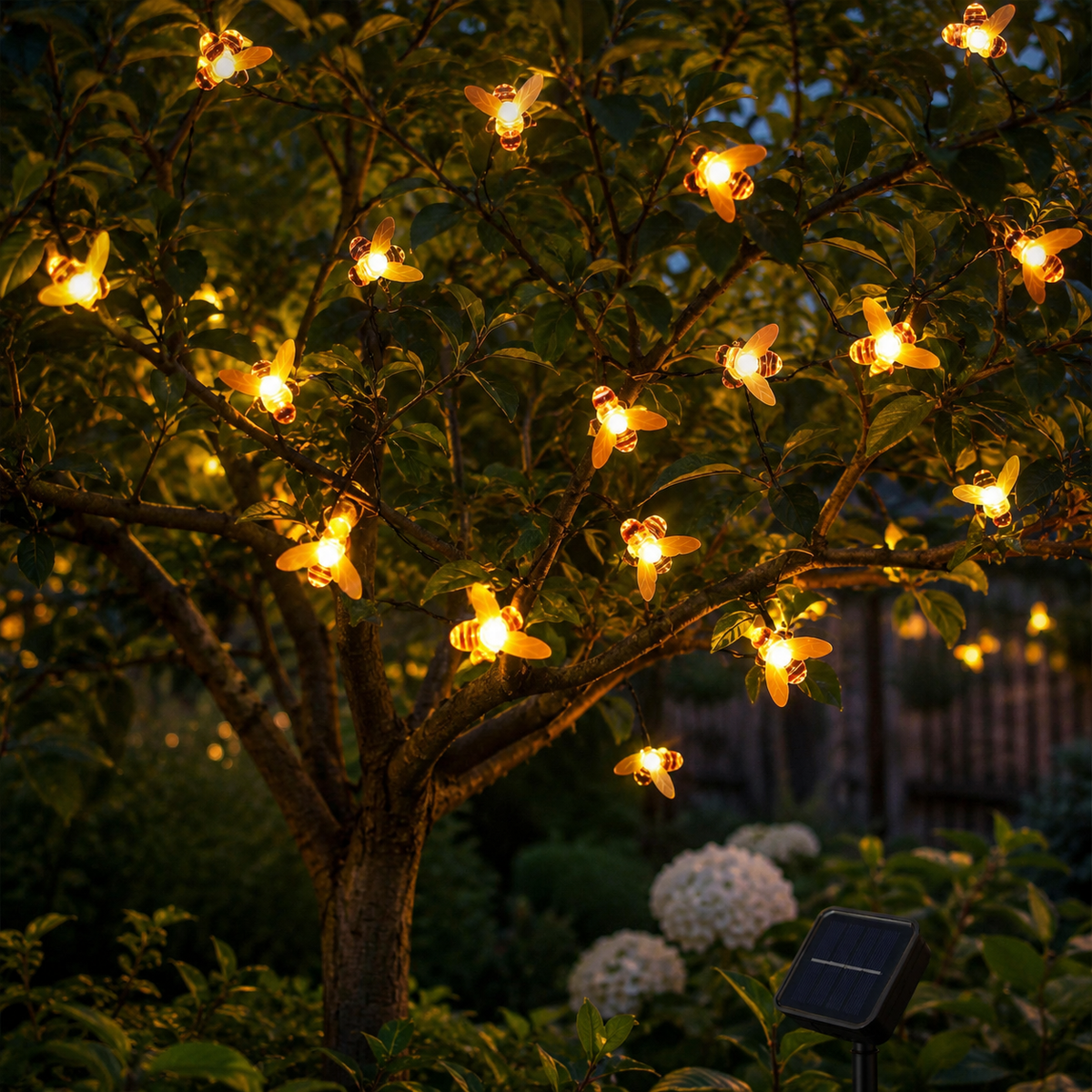 Solar Bee String Lights 12M 100 LEDs for Garden and Patio Decor