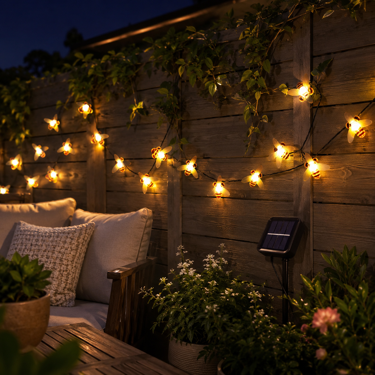 Solar Bee String Lights 12M 100 LEDs for Garden and Patio Decor
