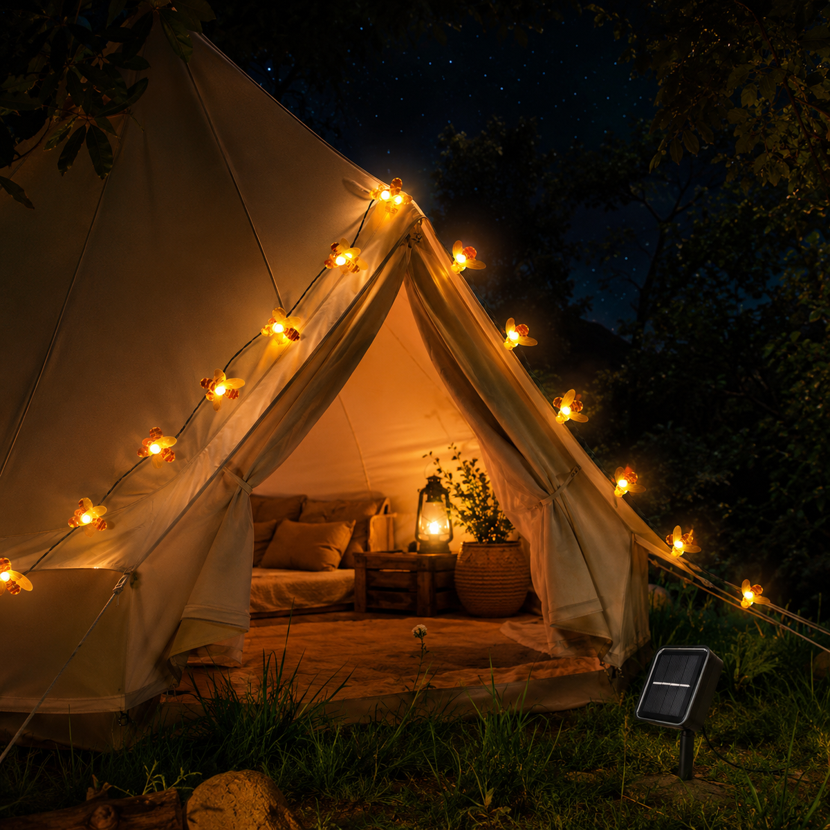 Solar Bee String Lights 12M 100 LEDs for Garden and Patio Decor