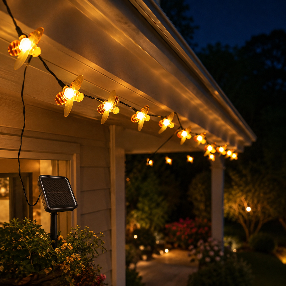 Solar Bee String Lights 12M 100 LEDs for Garden and Patio Decor